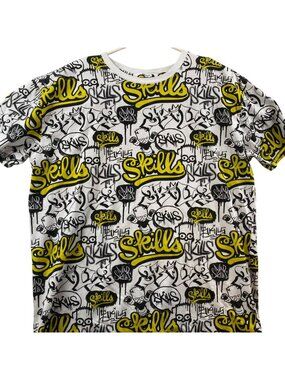The Simpsons Men's T-Shirt Size XL Yellow Skills Bart Graphic Tee Retro Y2K Top